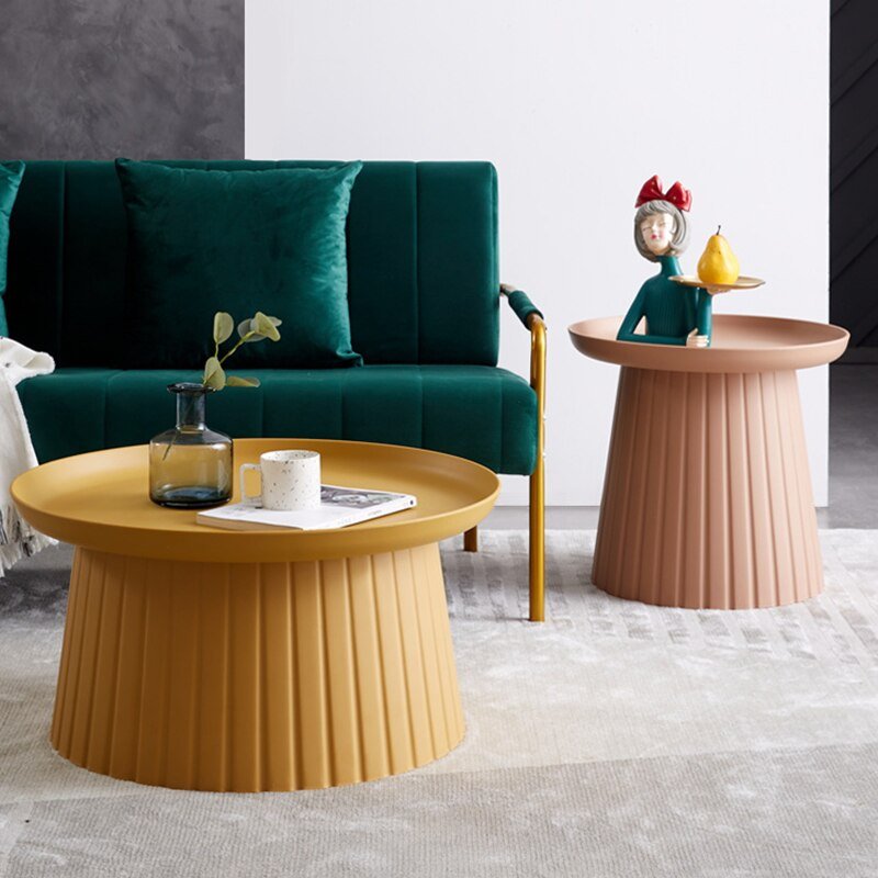Wuli Nordic Round Plastic Living Room Home Coffee Table Small Apartment Small Round Table Simple Sofa Side Table Simple Balcony 3
