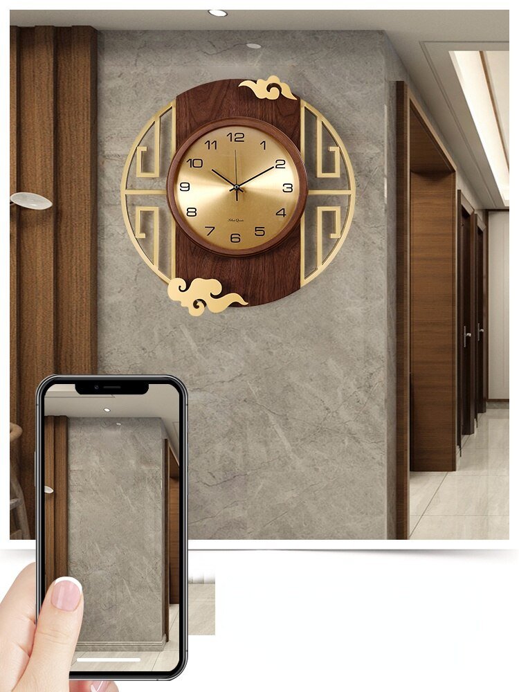 Chinese Luxury Wall Clock Living Room Wooden Silent Metal Wall Clock Modern Design Reloj De Pared Wall Decorations LL50WC 3