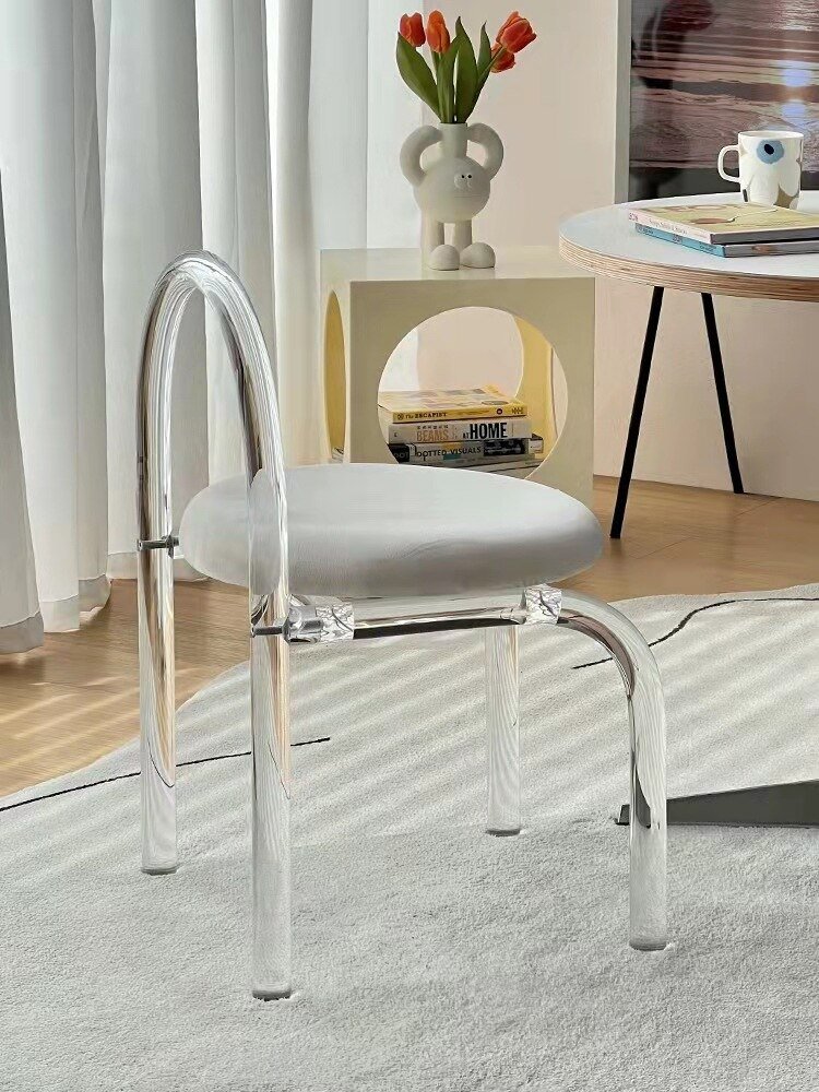 Wuli Makeup Chair Bedroom Ins Transparent Acrylic Chair Leisure Light Luxury Dining Chair Nordic Minimalist Dressing Stool 3