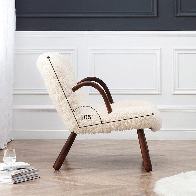 Wuli Single Sofa Chair Solid Wood Lazy Chair Simple Home Bedroom Home Stay Designer Leisure Chair Accent Chair Bedroom Chair 6