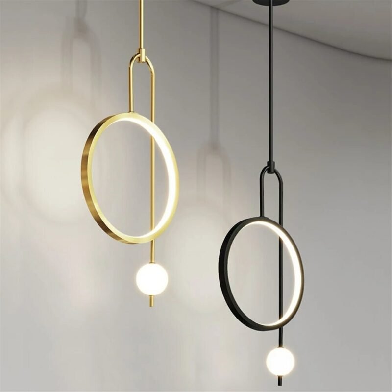 2021 New Pendant Lights Led Ring Hanging Lamp For Bedroom Dining Room Nordic Home Decor Luminaire Loft Fixtures Bedside Lamp 1