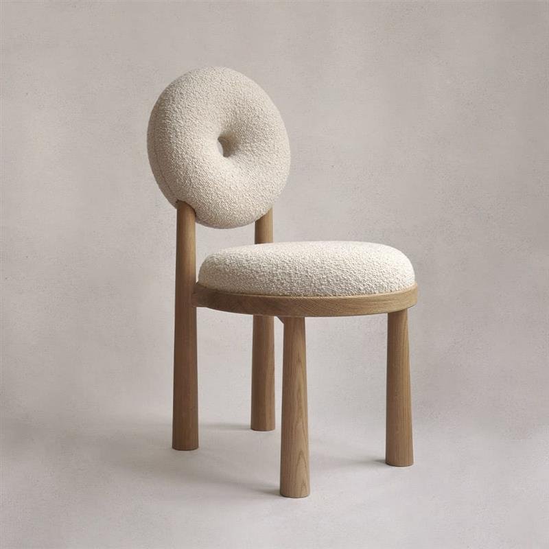 Wuli Nordic Designer Chair Backrest Chair Desk Chair Dressing Chair Household Lamb Velvet Chair Full Solid Wood Dining Chair 1