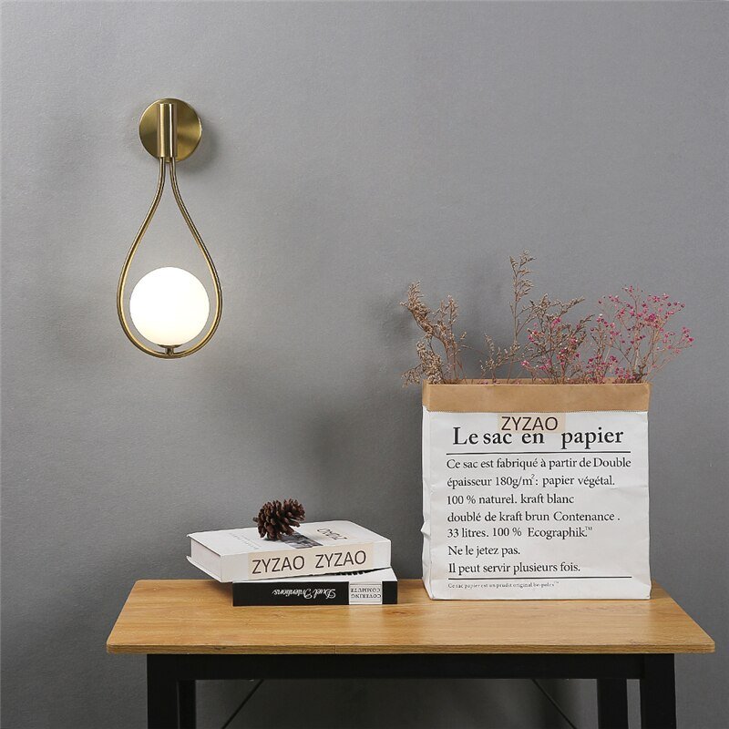 Modern Glass Ball Wall Light Luxury Gold Sconce Living Room Bedroom Bedside Aisle Staircase Nordic Wall Mount Indoor Decor Lamp 4