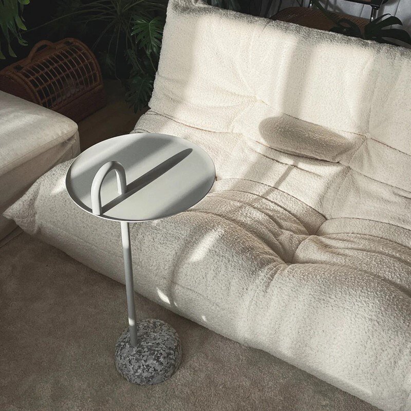 Wuli Natural Granite Sofa Side Table Light Luxury Living Room Home Small Apartment Iron Coffee Table Nordic Ins Wind Side Table 3