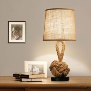 Vintage Hemp Rope Table Lamp E27 Night Table Lamps For Living Room Bedroom Study Desk Decor Industrial Iron Home Bedside Lamp 1