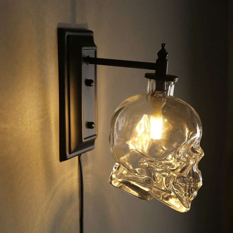Skull Pendant Lights Vintage Glass Hanglamp For Bedroom Dining Room Halloween Home Decor Restaurant Bar Led Luminaire Suspension 5
