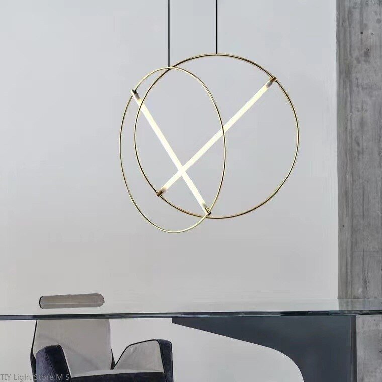 Postmodern Minimalist Iron Geometric Led Pendant Lights Nordic Living Room Bedroom Hanging Lamp Home Decor Lighting Fixtures 1