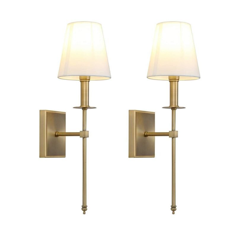 Classical wall lamp nordic bedside lamps with Flared White Textile Lamp Shade hotel room decor led wall light living room lamp 6