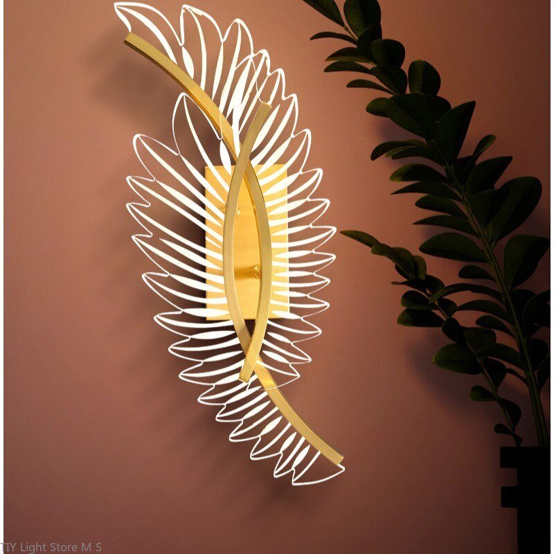 Light luxury creative wall lamp LED for Home Living Room Modern Indoor Wall Decoration Gold Wings Design Shade Sconce Wall Light 2