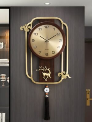 Luxury Chinese Wall Clock Living Room Large Silent Wooden Wall Clock Modern Design Reloj Pared Grande Home Decor LL50WC 1