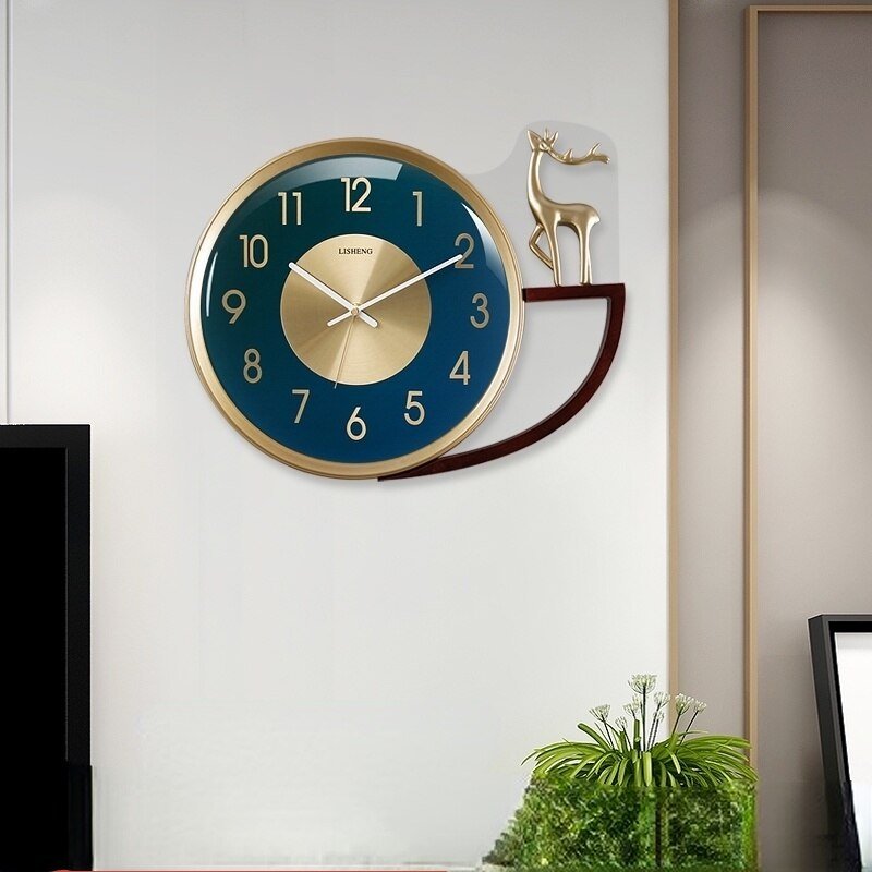 Luxury Deer Nordic Wall Clock Living Room Large Silent Metal Wall Clock Modern Design Reloj Pared Grande Home Decor LL50WC 4