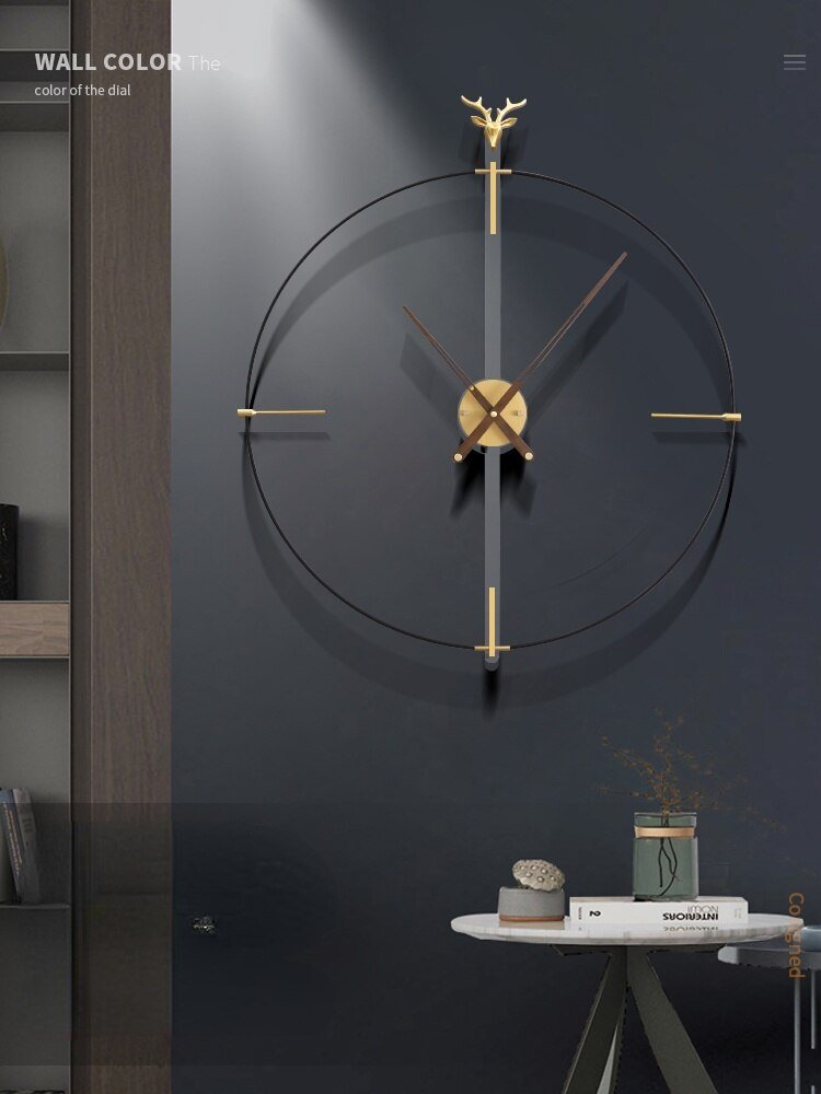 Deer Minimalist Wall Clock Living Room Large Silent Metal Wall Clock Modern Design Reloj Pared Grande Home Decor LL50WC 2