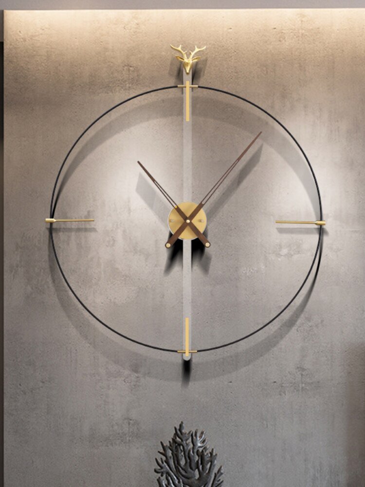 Deer Minimalist Wall Clock Living Room Large Silent Metal Wall Clock Modern Design Reloj Pared Grande Home Decor LL50WC 5
