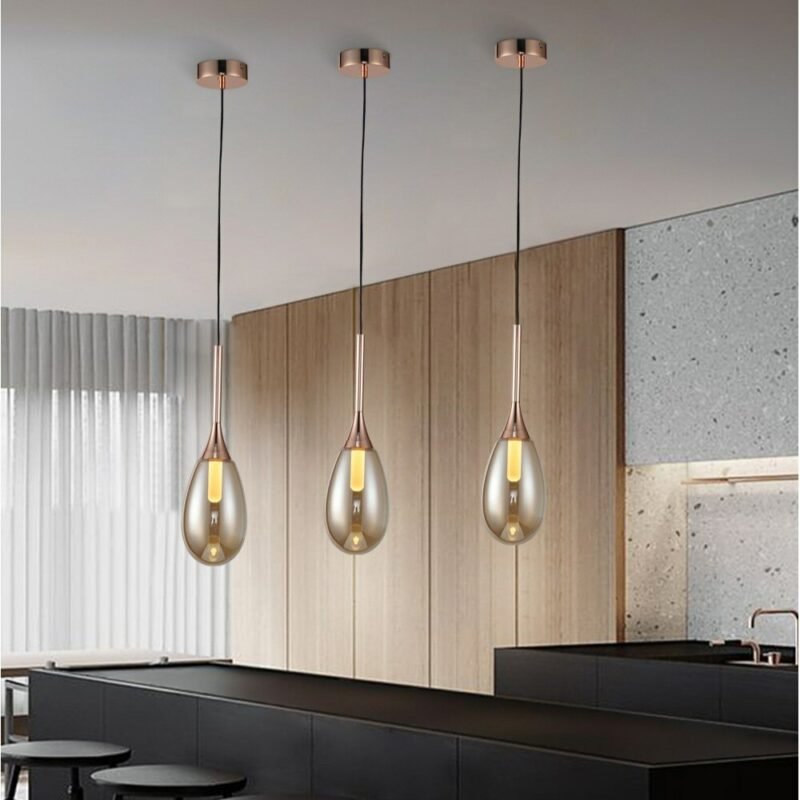 Modern Nordic luxury cafe chandelier bar restaurant water drop ceiling chandelier home Bedside bedroom LED glass chandeliers 5