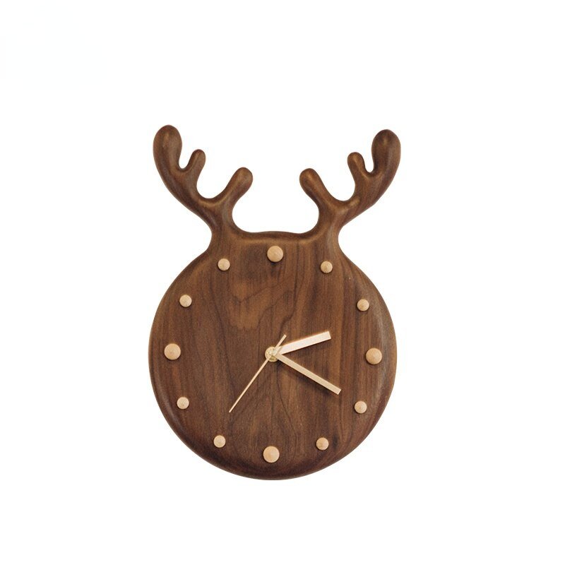 Luxury Nordic Deer Wall Clock Living Room Silent Wooden Wall Clock Modern Design Reloj Pared Grande Home Decor LL50WC 5