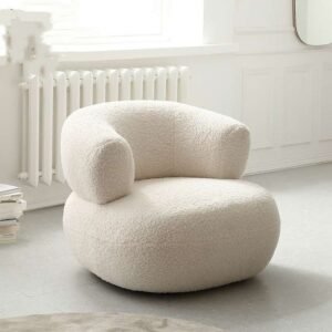 Nordic Creative Simple Casual White Lamb Wool Lazy Small Apartment Single Sofa Chair Living Room Balcony 1