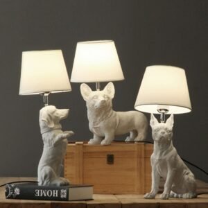 Danish Designer Table Lamp Resin Pet Dog Table Lamps For Living Room Bedroom Study Desk Nordic Home Decor Light E27 Bedside Lamp 1