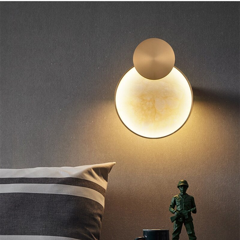 Led Modern Moon Wall Lamp Iron Marble Wall Lamps For Living Room Bedroom Nordic Home Decor Bedside Lamp Barthroom Mirror Light 1