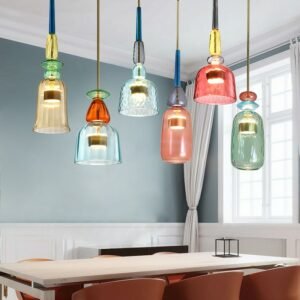 Nordic Led Pendant Lights Postmodern Multicolored Glass Hanging Lamps For Bedroom Dining Room Loft Cafe Bar Decor Candy Hanglamp 1