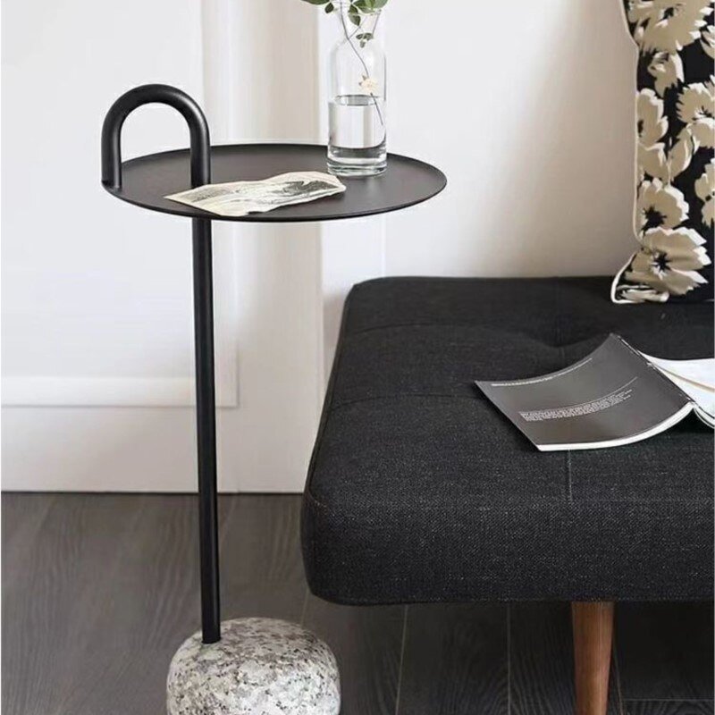Wuli Natural Granite Sofa Side Table Light Luxury Living Room Home Small Apartment Iron Coffee Table Nordic Ins Wind Side Table 2