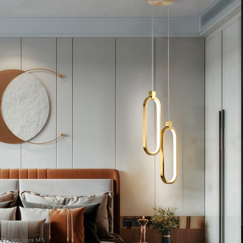 Modern LED pendant light nordic gold bedroom bedside lamp kitchen hanging lamp loft reading room corridor Decor Indoor fixture 3