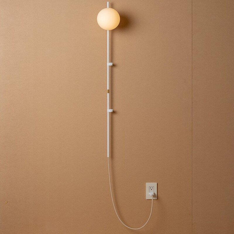 Nordic bedroom wall lamp modern free wiring with cord plug plug-in switch hotel wall modeling lamp living room simple and 4