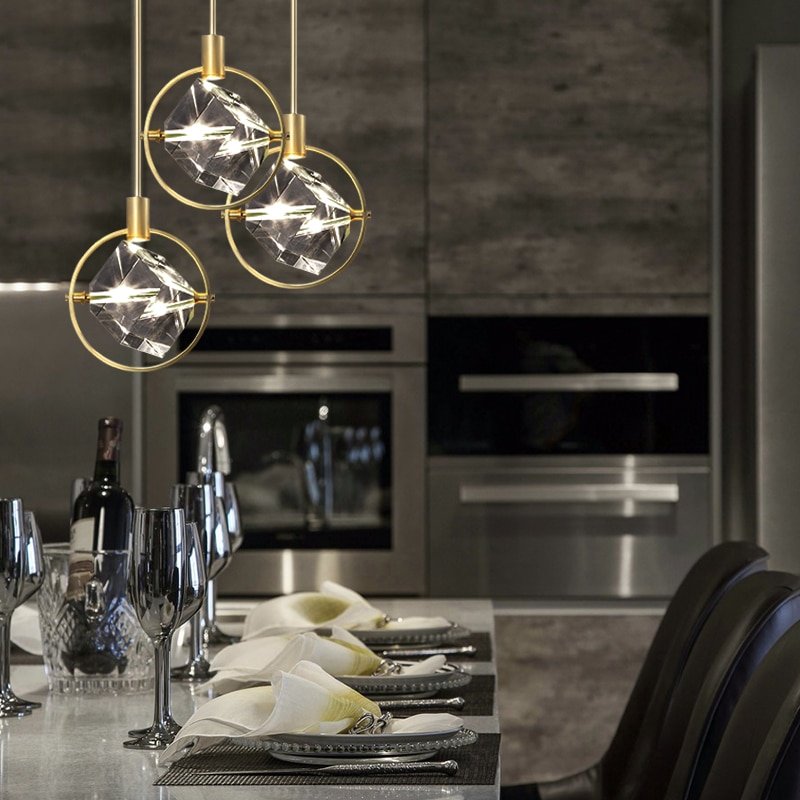 Modern Crystal Pendant Light Gold Led Hanglamp For Bedroom Dining Room Nordic Home Deco Loft Luminaire Suspension Light Fixtures 4