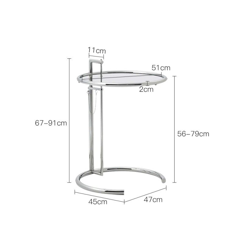 Wuli Medieval Stainless Steel Lifting Coffee Table Glass Side Table Light Luxury Simple Creative Ins Transparent Coffee Table 5