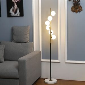 Modern Led Floor Lamp Two-color Iron Glass Ball Floor Lamps For Living Room Bedroom Study Nordic Home Decor Marble Standing Lamp 1