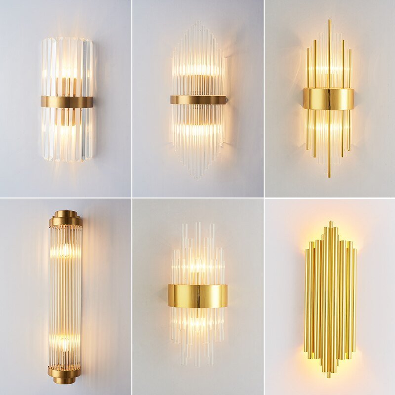 Postmodern Crystal Wall Lamp American Luxurious Gold Wall Lamp For Living Room Bedroom Study Decor Wall Light Bathroom Fixtures 1