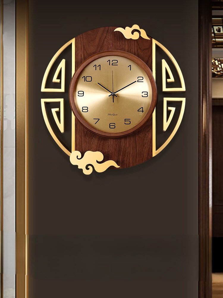 Chinese Luxury Wall Clock Living Room Wooden Silent Metal Wall Clock Modern Design Reloj De Pared Wall Decorations LL50WC 2