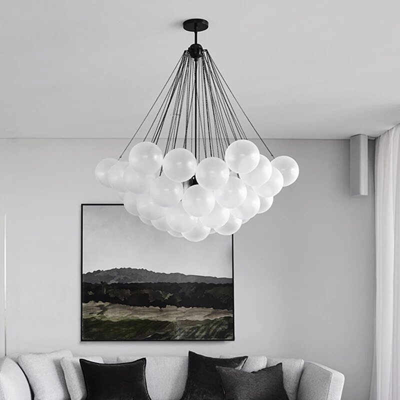 Nordic Frosted Glass Ball Pendant Lights Children's Room Modern Hanging Lamps Dining Living Room Gold Black Lighting Fixtures 3