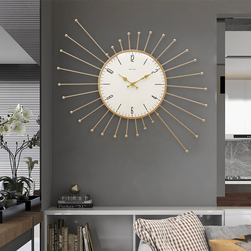 Gold Minimalist Wall Clock Living Room Large Silent Metal Wall Clock Modern Design Reloj Pared Grande Home Decor LL50WC 2