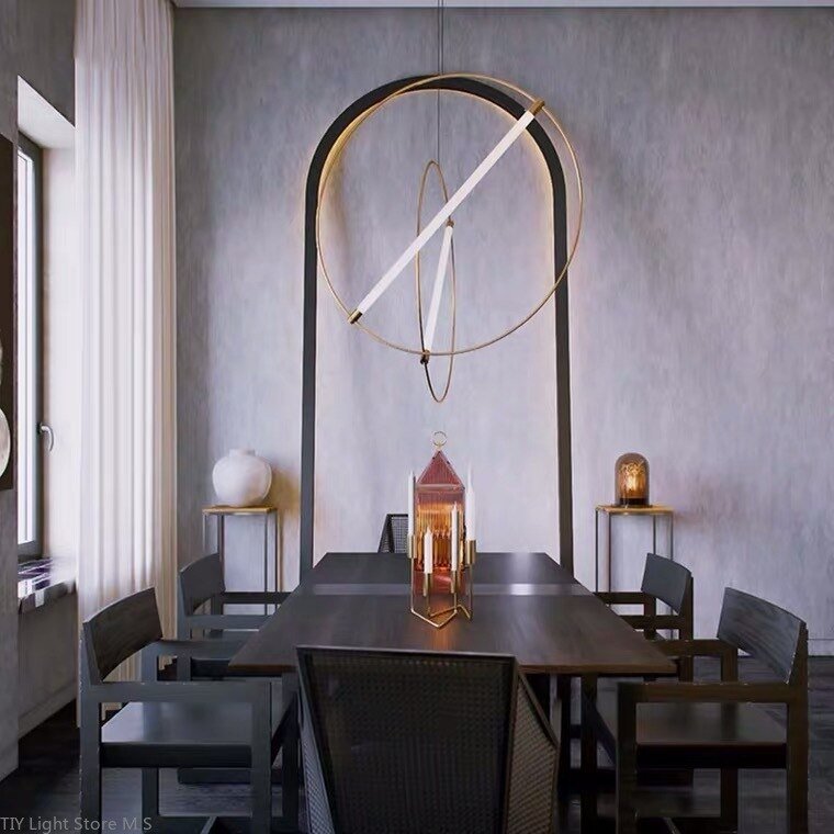 Postmodern Minimalist Iron Geometric Led Pendant Lights Nordic Living Room Bedroom Hanging Lamp Home Decor Lighting Fixtures 3