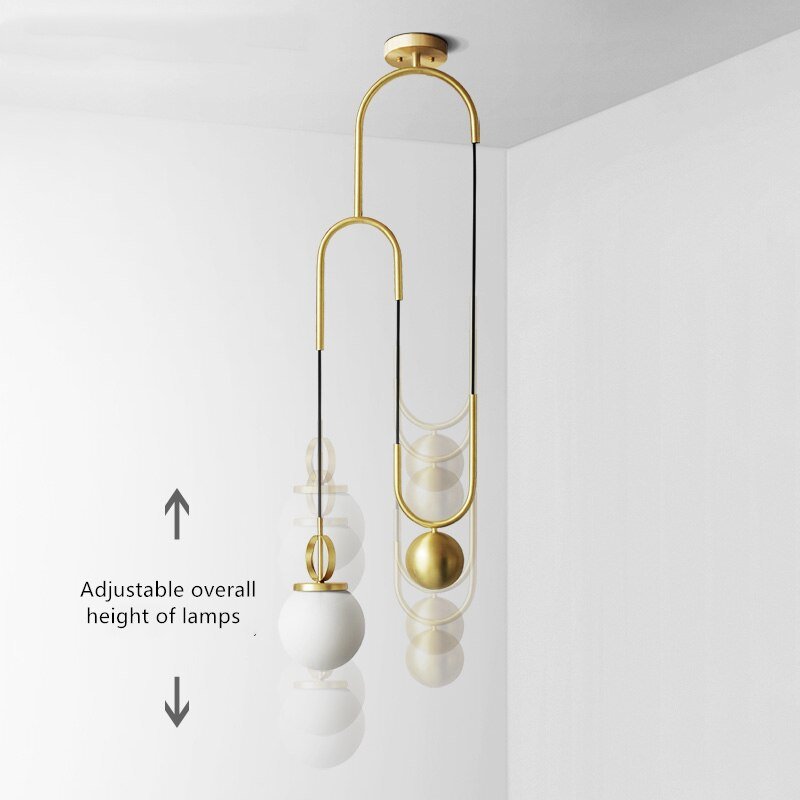 Nordic Pendant Lights E27 Glass Ball Hanglamp For Dining Room Living Room Bedroom Decor Creative Height Adjustable Hanging Lamp 4