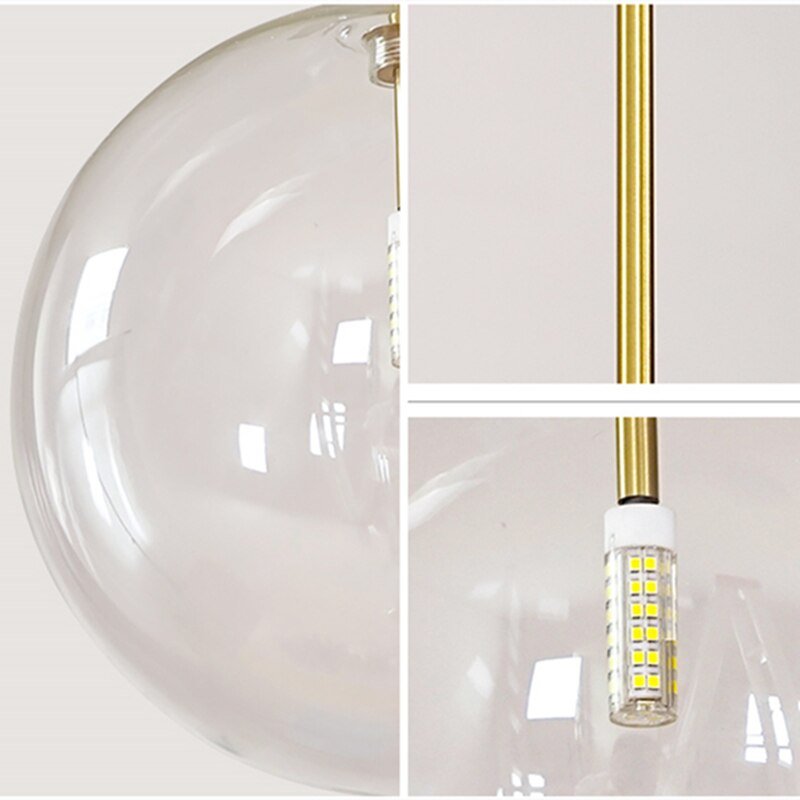 Modern Led Pendant Lights Nordic Glass Ball Hanglamp For Dining Room Bedroom Bar Decor Luminaire Suspension Loft Light Fixtures 6