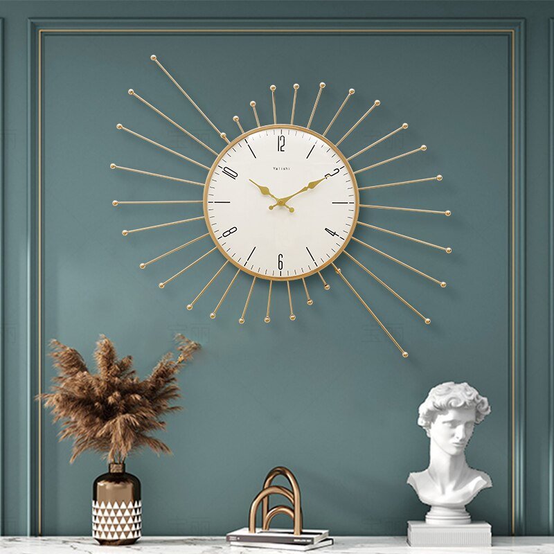 Gold Minimalist Wall Clock Living Room Large Silent Metal Wall Clock Modern Design Reloj Pared Grande Home Decor LL50WC 1