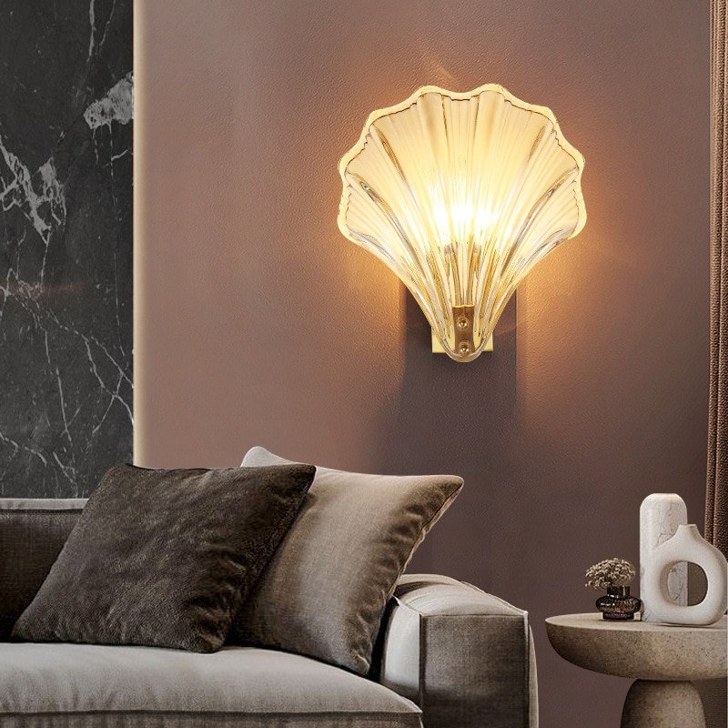 Modern LED Wall Lamps For Bedroom Living Room Bedside Bathroom  wall light Decor Sconce Shell Glass Lampshade Lighting Fixtures 1