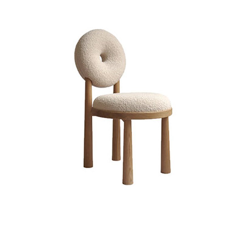 Wuli Nordic Designer Chair Backrest Chair Desk Chair Dressing Chair Household Lamb Velvet Chair Full Solid Wood Dining Chair 6