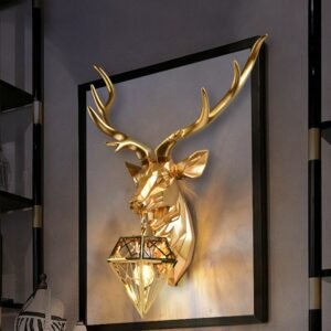 Modern Wall Lamp American Deer head Wall Lamps For Living Room Bedroom Nordic Home Art Decor E27 Gold Resin Wall Light Fixtures 1