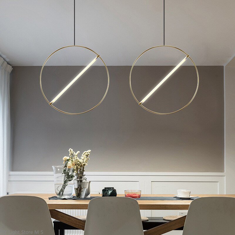 Postmodern Minimalist Iron Geometric Led Pendant Lights Nordic Living Room Bedroom Hanging Lamp Home Decor Lighting Fixtures 2