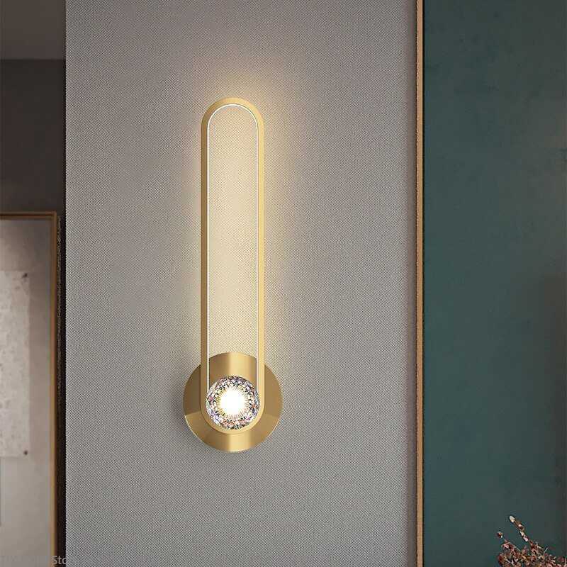 modern All copper living room wall lamp background minimalist room personality bedside wall lamp Nordic creative LED wall lights 3