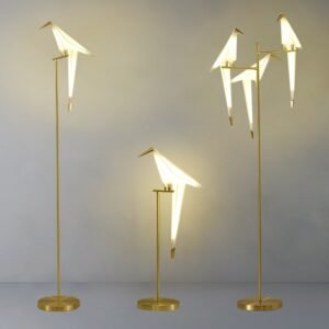 Nordic Bird Floor Lamp Creative Acrylic Thousand Paper Cranes Floor Lamps For Living Room Bedroom Home Decor Gold Standing Lamp 1