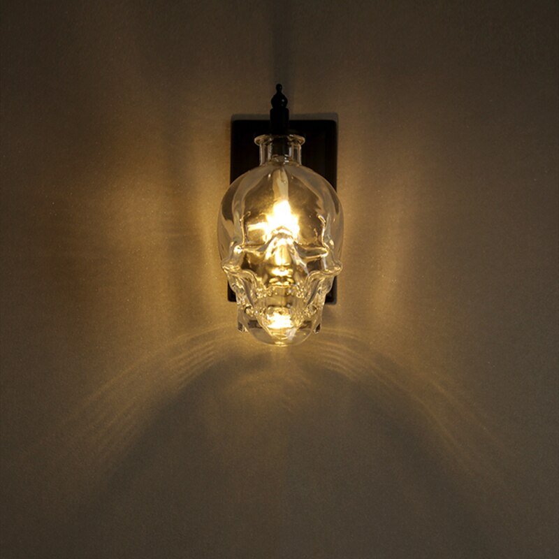 Industrial Vintage Wall Lamp Glass Skull Shape For Living Room Bedroom Nordic Home Decor Creative Bedside Wall Light Fixtures 2