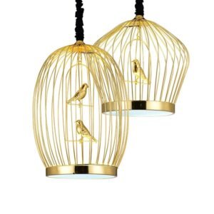 New Chinese Led Pendant Light Gold Iron Birdcage Hanglamp For Dining Room Bedroom Restaurant Bar Decor Loft Luminaire Suspension 1
