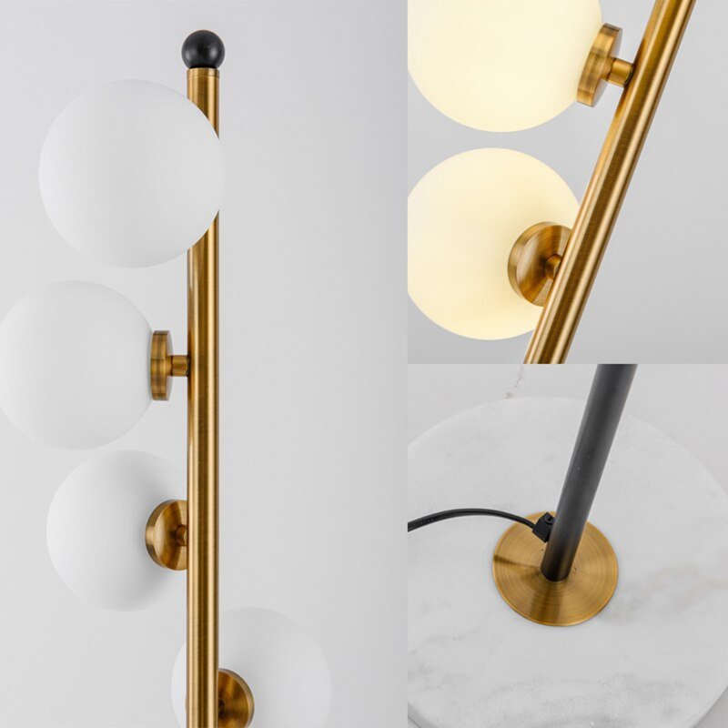 Modern Led Floor Lamp Two-color Iron Glass Ball Floor Lamps For Living Room Bedroom Study Nordic Home Decor Marble Standing Lamp 6