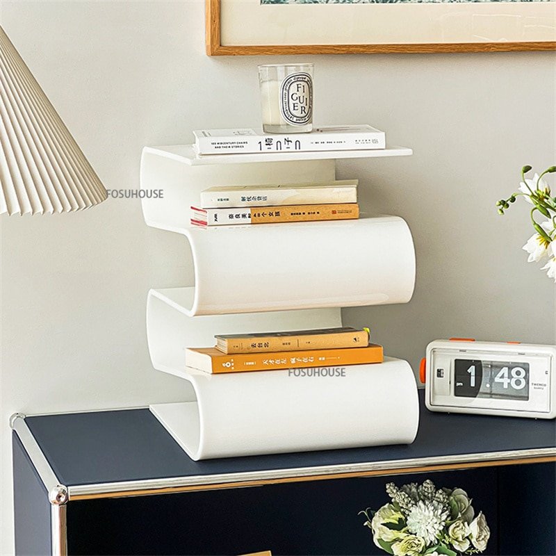 Wuli Nordic Transparent Acrylic Personality Side Table Living Room Furniture Home Decor Minimalist Small Bookshlf Magazine Rack 4