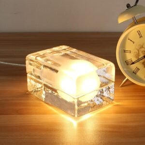 Led Night Light Novelty Gift For Children Glass Ice Cube Small Table Lamp Creative Bedroom Decor Bedside Plug In Art Night Lamp 1