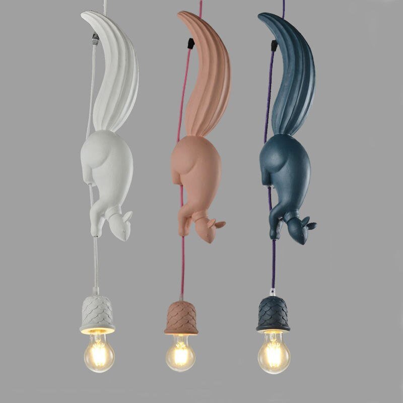 Nordic Designer Pendant Light Resin Squirrel Hanglamp For Dining Room Bedroom Bar Decor Luminaire Suspension E27 Light Fixtures 5