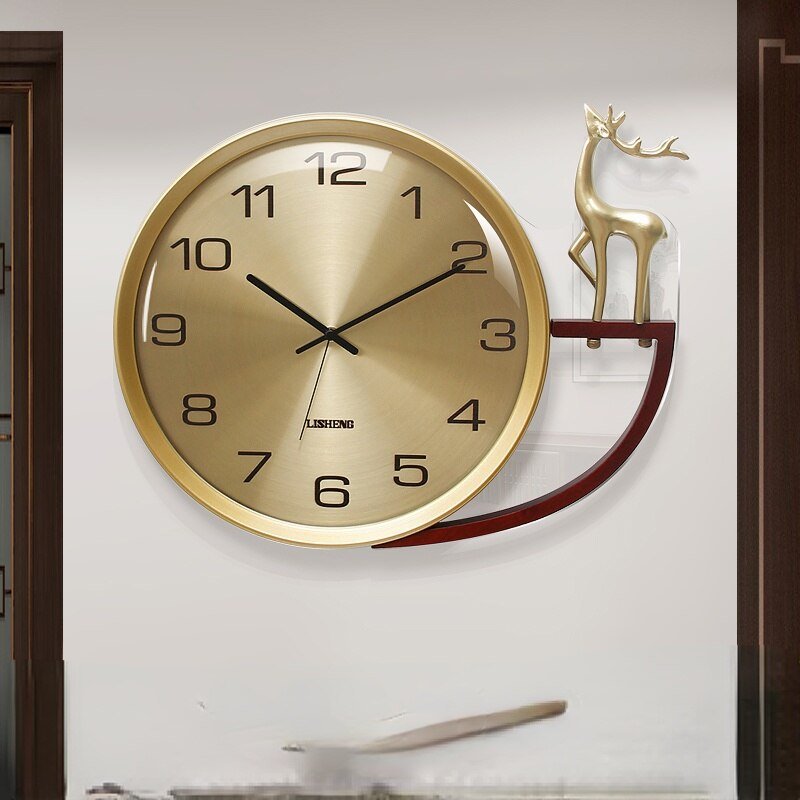 Luxury Deer Nordic Wall Clock Living Room Large Silent Metal Wall Clock Modern Design Reloj Pared Grande Home Decor LL50WC 6